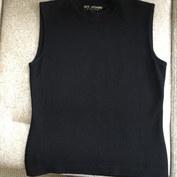 ST JOHN Womens Black Sleeveless Jewel Neck Party Top main image 1